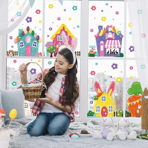 Easter Window Cling Decorations - 81 PCS Cute Bunny Stickers