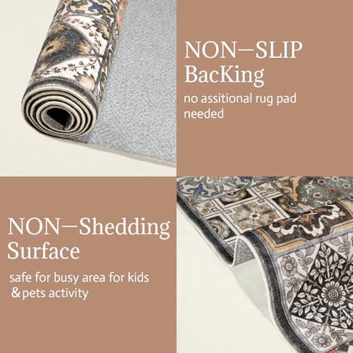 NoiFamo 2x3 Washable Area Rug, Boho Non-Slip Low Pile Entryway Door Mat