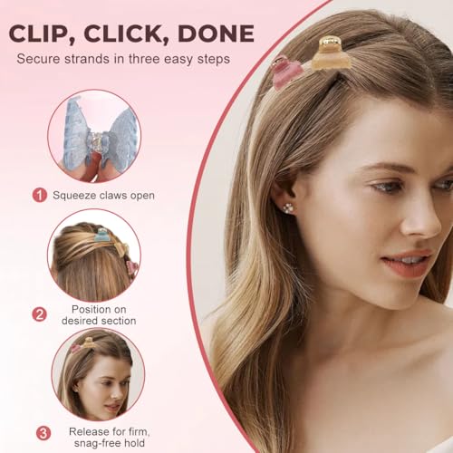 SYBL Small Acrylic Hair Claw Clips 4-Piece Non-Slip Mini Hair Barrettes