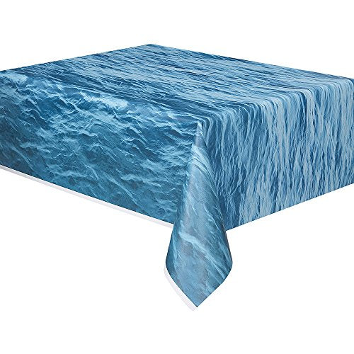 Blue Ocean Waves Rectangular Plastic Table Cover - 54"x108"