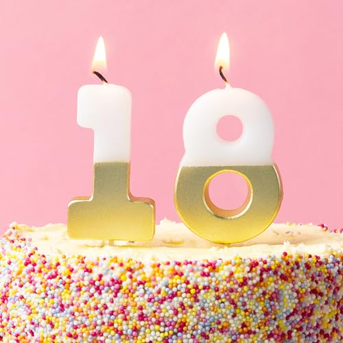 Talking Tables Gold Number 18 Birthday Candles - 2.1 Inches