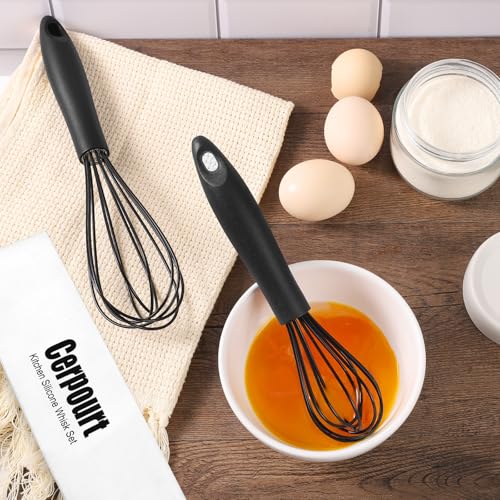 Cerpourt Silicone Whisk Set - Heat Resistant Non-Scratch Whisks (3 Sizes)