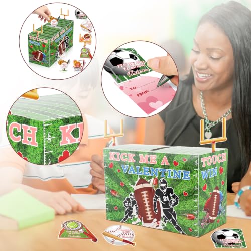 Valentine's Day Sports Card Mailbox Kit - 30PCS Kids Cards