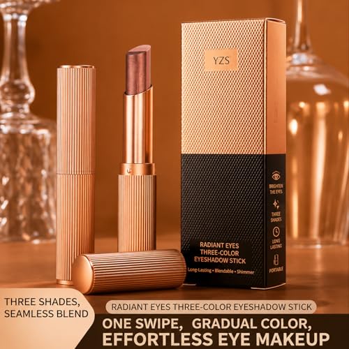 RED-SHYN 3-Color Gradient Eyeshadow Stick - Waterproof Shimmer Orange