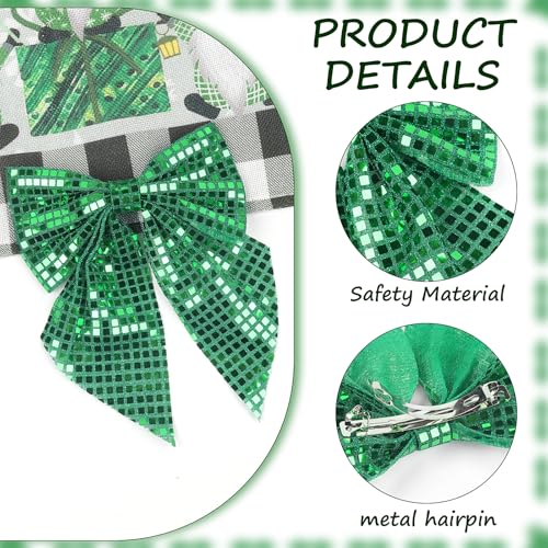 XIELIME Large 14-Inch Sequin Cheer Bow - Green Glitter Hair Clip with Alligator Clip for Cheerleaders and Sports