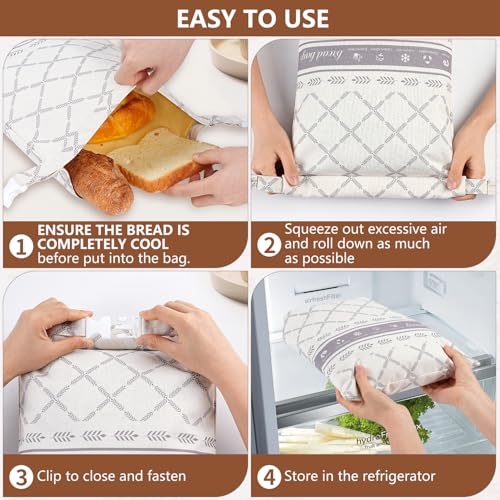 Premium Gray Plaid Reusable Beeswax Bread Bags - XL Sourdough Storage, 2 Pack