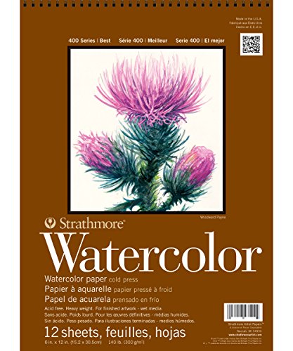 Strathmore P440-12 Watercolor Pad 6x12 Inch, Wire Bound, 12 Sheets, White