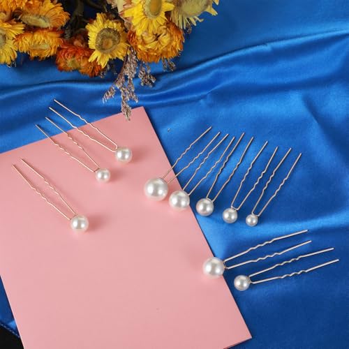 Pearl Hair Pins U Shaped Wedding Hair Accessories Gold 18 Pcs