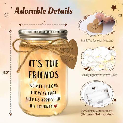 Thank You Mason Jar Night Light for Friends - THE FRIENDS