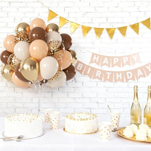 50 Pcs Brown & Gold Balloons - 12 Inch for Woodland & Cowboy Parties