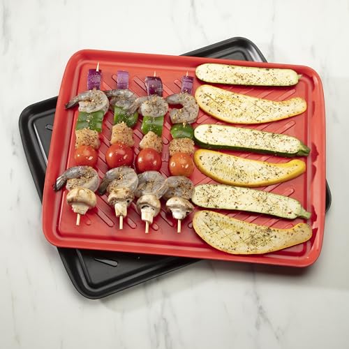 Cuisinart CPK-210 Grilling Prep and Serve Trays, Black and Red Large 18” x 14.5”
