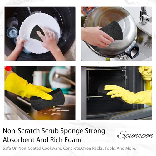 Black Heavy Duty Non-Scratch Cellulose Scrub Sponges - 6 Pack