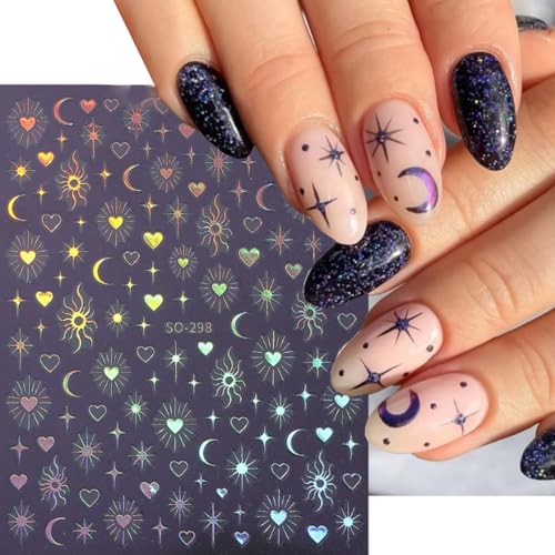 ZOAZJINAZ 3D Baroque Star Nail Stickers Self-Adhesive Nail Art Decals