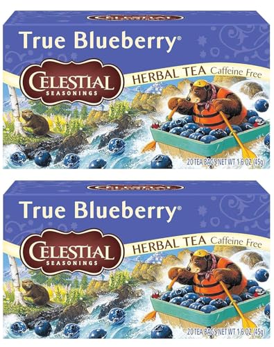 Celestial Seasonings True Blueberry Herbal Tea, Caffeine-Free (2 Pack, 40 Bags)