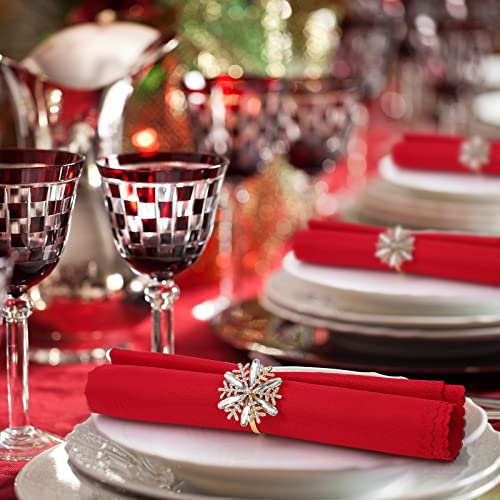 48 Pieces Christmas Snowflake Napkin Rings Gold Rhinestone Holders - Variation 48
