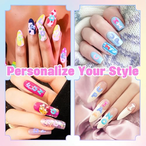 Jyukan 300Pcs Resin Letter Nail Art Charms Cute Flatback Alphabet Gems