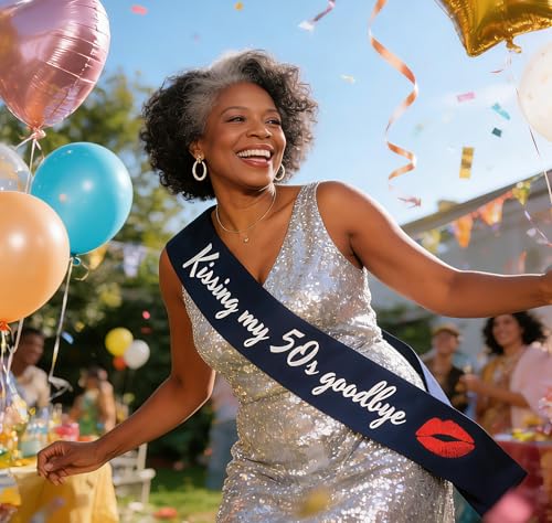Kissing My 50s Goodbye Birthday Sash for 60th Celebration