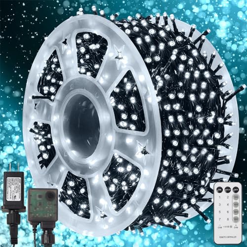 Waterglide 1000 LED Christmas String Lights - Cool White, 328ft Waterproof Outdoor Holiday Decor with Remote & 8 Modes