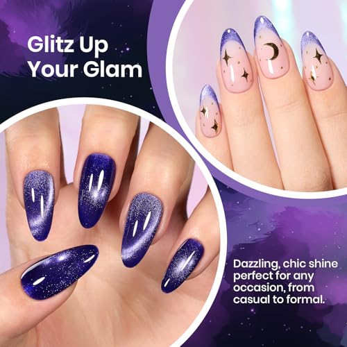 Beetles Purple Cat Eye Gel Nail Polish 15ml Glitter Shimmer Soak Off