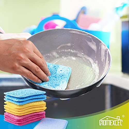 HOMEXCEL 12PK Multicolor Dual-Sided Non-Scratch Kitchen Sponges