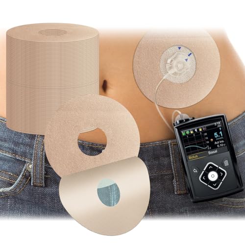 20 Pack Universal Adhesive Patches for CGM and Insulin Pumps, 0.8-Inch Hole, Waterproof & Breathable Patches, Pre-Cut Adhesive Tape, CGM Protection,Long Last Sensor Patches,Skin-Friendly Patches,Beige
