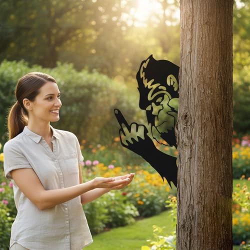 Funny Gorilla Metal Wall Art Sculpture for Outdoor Garden & Patio Decor