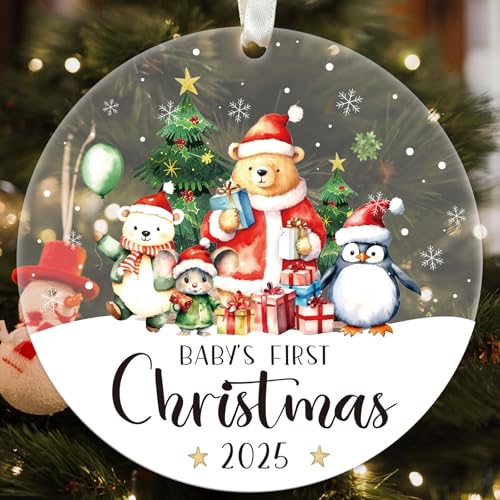 Baby's First Christmas Ornament 2025 - Forest Animal Theme