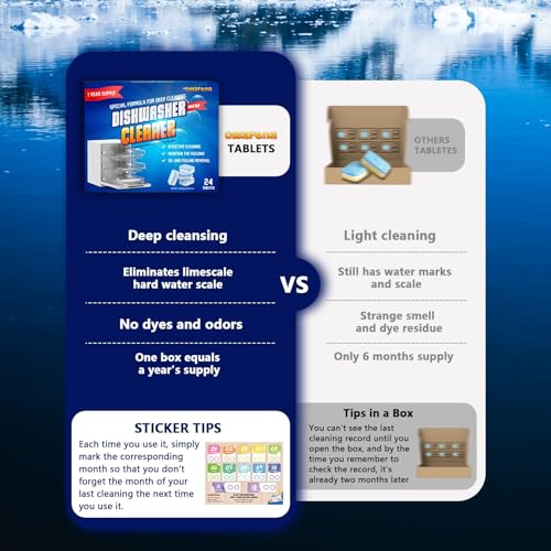 OmaFena Dishwasher Cleaner & Deodorizer Tablets - 24 Pack Deep Cleaning