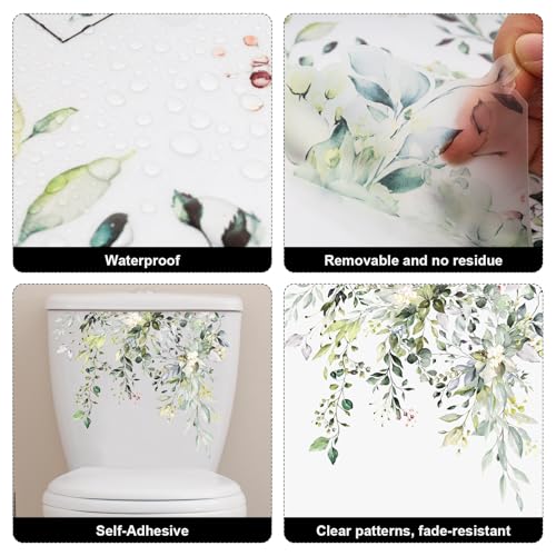 Green Leaves Toilet Tank & Seat Stickers - 2pcs Set