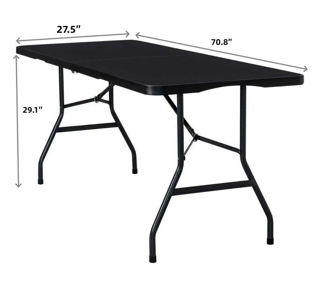 Vampire Killer Folding Table 6ft Foldable Table with Built in Handle & Steel Legs / 6FT Heavy Duty Folding Portable,Perfect for Party, Dining Indoor/Outdoor Events, Tailgating & Backyard BBQ, Black