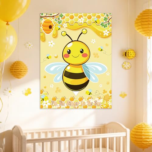 Bee Party Game Set - Pin the Stinger on the Honeycomb Poster