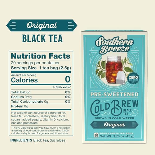 Southern Breeze Cold Brew Sweet Tea - Zero Sugar, 20 Bags (4-Pack)