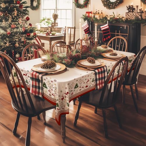 Christmas Rectangle Tablecloth 60 x 102 Inches Waterproof Holiday Decor