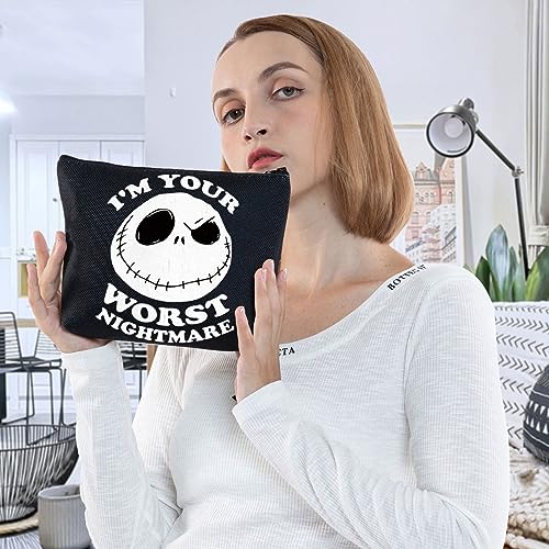 Funny Jack Horror Cosmetic Bag Waterproof Canvas Makeup Pouch
