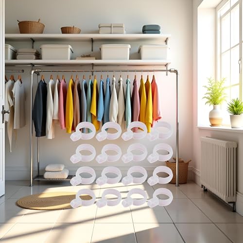 50 Pcs White Plastic Windproof Hanger Hooks for Clothes Drying Racks