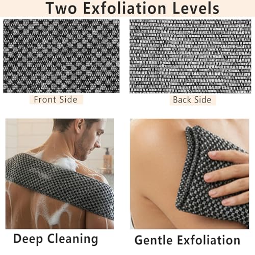 Teshee 2Pcs Japanese Exfoliating Shower Towel 48" Extra Long Body Scrubber