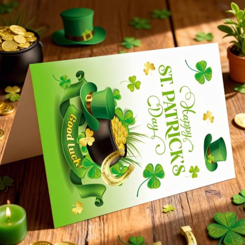 10 St. Patrick's Day Greeting Cards Set with Shamrock Design