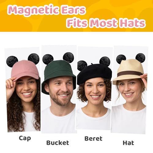 ZIYIZE Black Magnetic Mouse Ears for Hats - Clip-On Accessory