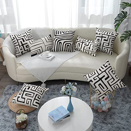 Pyonic 12x20 Farmhouse Linen Throw Pillow Covers - Geometry 5 (Pack of 2)