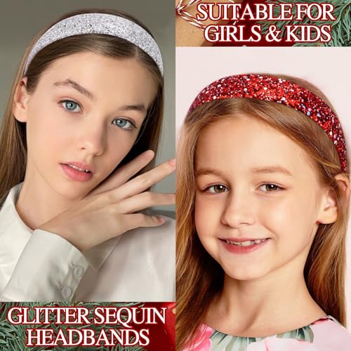 Vovii Glitter Sequin Headband Sparkly Christmas Hair Accessory for Women Girls
