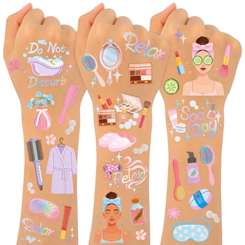 Konsait Kids Spa Temporary Tattoos for Girls Slumber Party Favors 99 Pcs