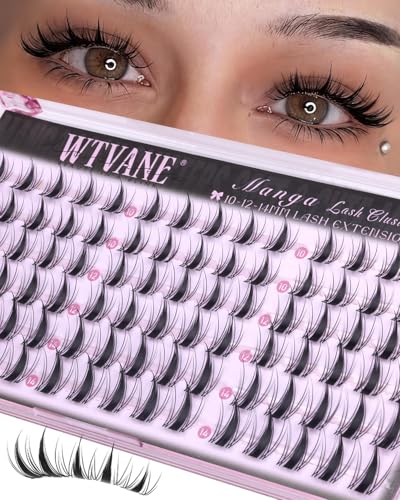 wtvane Manga Lash Clusters Wispy DIY Eyelash Extensions 10-14mm