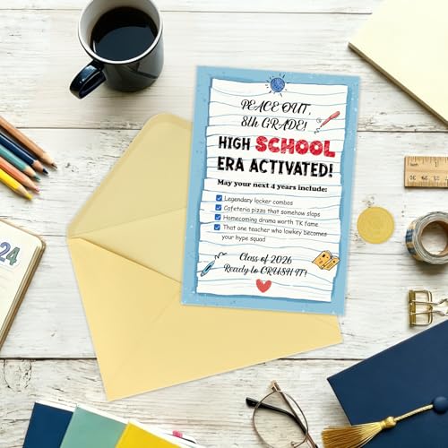 2026 Funny 8th Grade Graduation Card with Gold Envelope