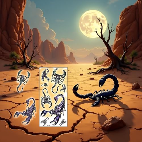 Large Black Scorpion Temporary Tattoo Waterproof Realistic Body Art