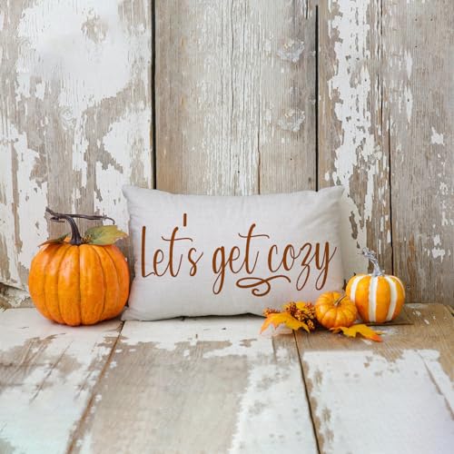 Let's Get Cozy Fall Pillow Cover 12x20 Inch Decorative Cushion