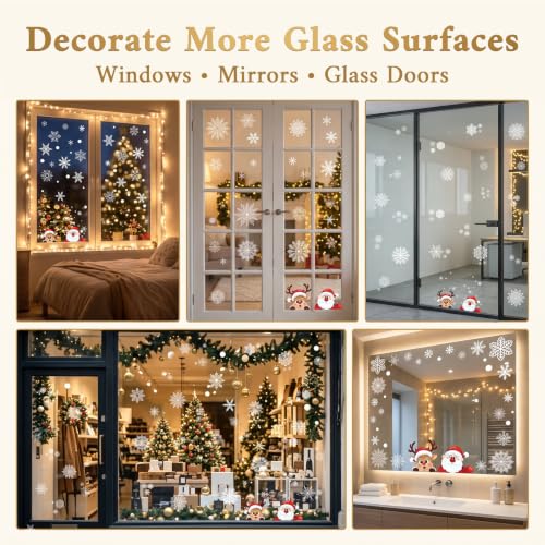 Christmas Window Clings Snowflake Stickers Holiday Decorations 242 PCS