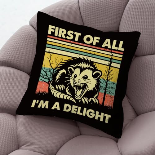 Possum Throw Pillow Cover - 18" x 18" Flannel, Soft & Colorful