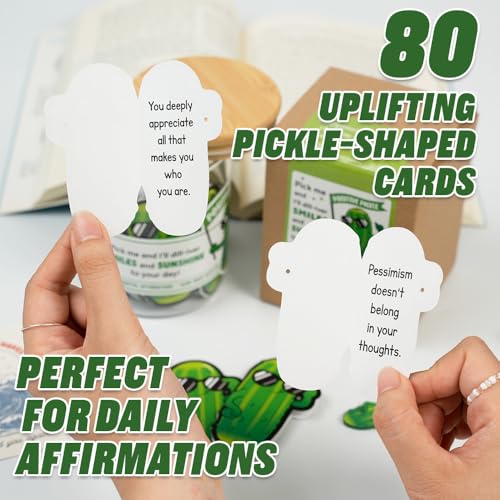 Pickle Glass Jar with Affirmation Cards & Keychain - Emotional Support Gift for Women