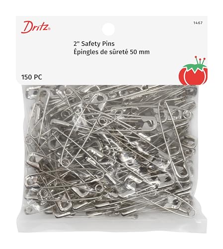 Dritz Size 3 Safety Pins (2-Inch) - Rust Resistant Nickel-Plated, 150-Count