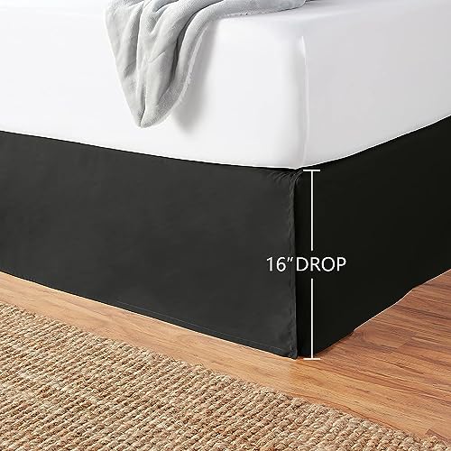 Queen Black Bed Skirt - Lightweight, Machine Washable, Wrinkle Resistant